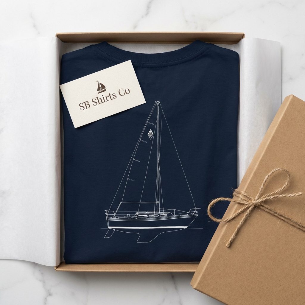Custom sailboat t-shirt as a gift for sailors and boat owners